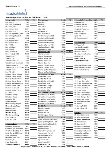 Bestellschein 1/5 Bestellungen bitte per Fax an: 06409 / 661113-19