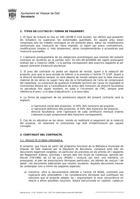 Plec de clÃ usules (format pdf) - Ajuntament de Vilassar de Dalt