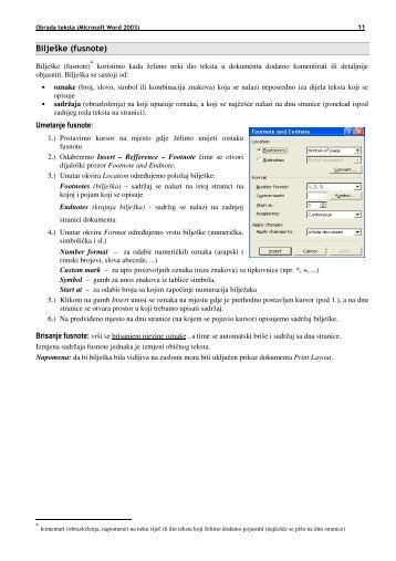Microsoft Word 2003 (skripta) - 2. dio - Klasicna gimnazija u Zagrebu