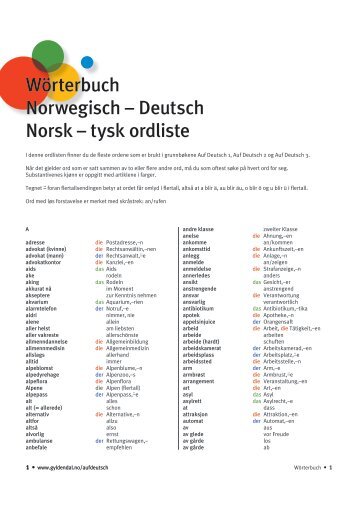 Wörterbuch Norwegisch – Deutsch Norsk – tysk ordliste - Gyldendal