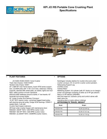 KPI JCI RS Portable Cone Crushing Plant Specifications