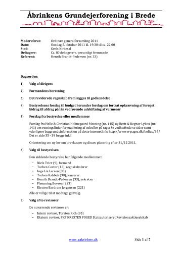 Referat fra ordinær generalforsamling, 5. oktober 2011 - Åbrinkens ...