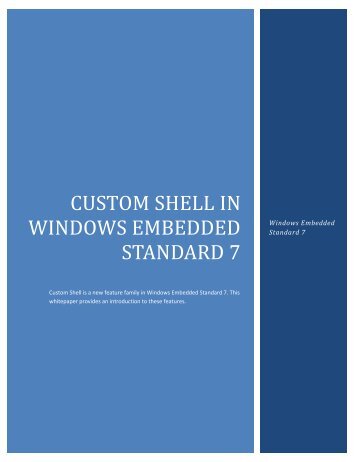 CUSTOM SHELL IN WINDOWS EMBEDDED STANDARD 7 - Microsoft