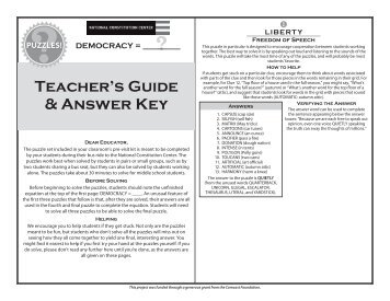 Teacher's Guide & Answer Key - National Constitution Center