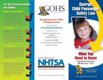 Georgia Child Passenger Safety Law Georgia Child Passenger ...