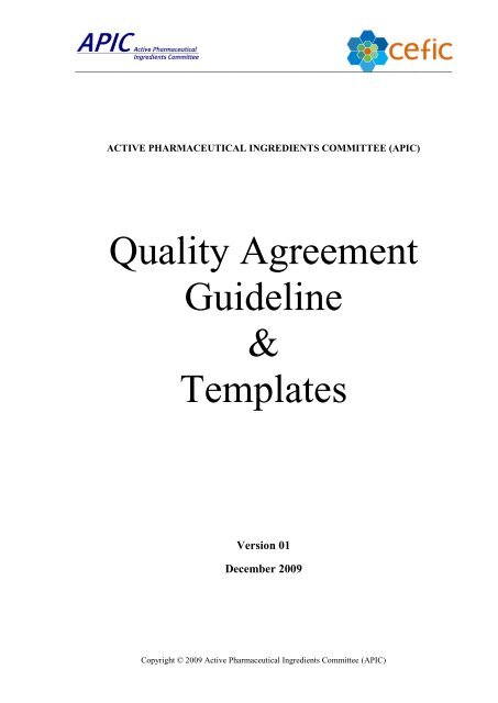 Quality Agreement Guideline - Active Pharmaceutical Ingredients ...