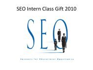 SEO Intern Class Gift 2010 - Sponsors for Educational Opportunity