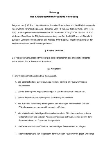 Satzung des Kreisfeuerwehrverbandes Pinneberg