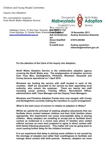 Pre-consultation Response North Wales Adoption Service PDF 230 ...