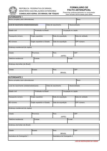 formulÃ¡rio de pacto antenupcial - Consulado Geral do Brasil em ...