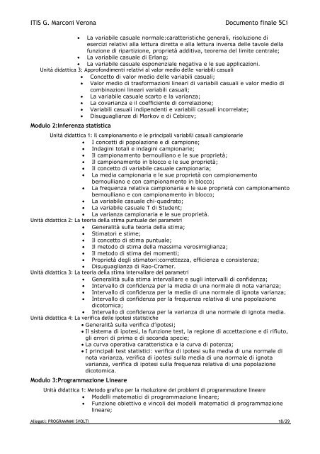 Documento Finale Classe 5Ci - ITIS G. Marconi