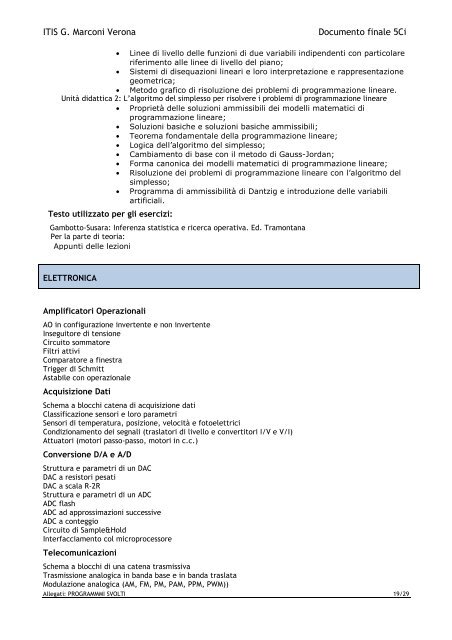 Documento Finale Classe 5Ci - ITIS G. Marconi