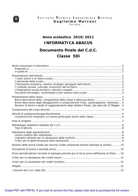 INFORMATICA ABACUS Documento finale del ... - ITIS G. Marconi