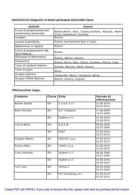 INFORMATICA ABACUS Documento finale del ... - ITIS G. Marconi