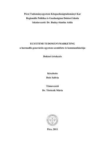 Dees Szilvia_disszertacio.pdf - PTE Közgazdaságtudományi Kar ...