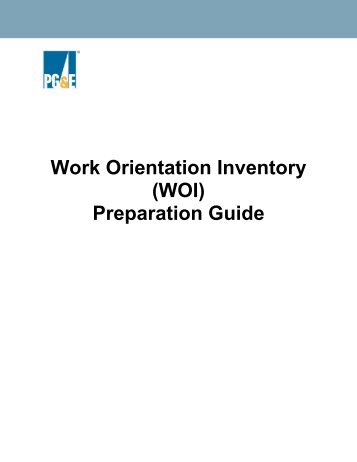 Work Orientation Inventory (WOI) Preparation Guide