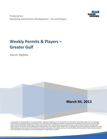 Weekly Permits & Players â Greater Gulf - 03/04/2013