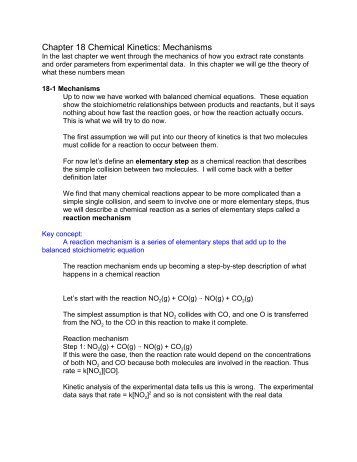 Chapter 18 Chemical Kinetics: Mechanisms