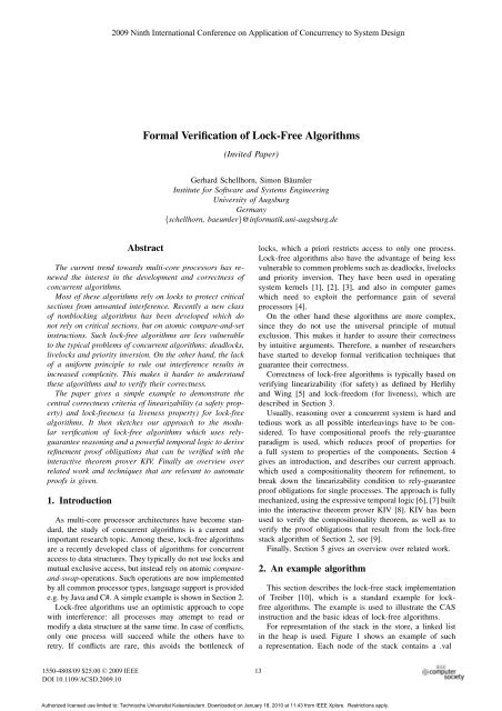 Formal Verification of Lock-Free Algorithms