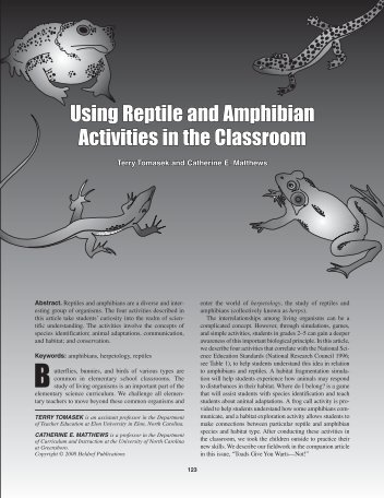 Using reptile and amphibian activities in your classroom - The Herp ...