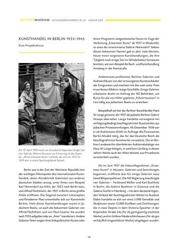 KUNSTHANDEL IN BERLIN 1933-1945 - Marion Goers