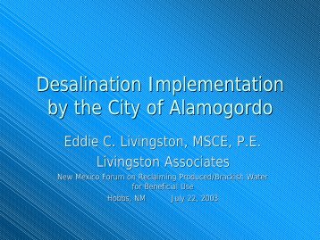 Desalination Implementation by the City of Alamogordo