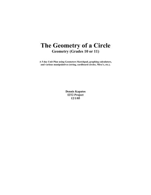 The Geometry of a Circle - By: Dennis Kapatos