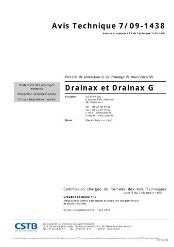 Avis Technique 7/09-1438 Drainax et Drainax G - Axter