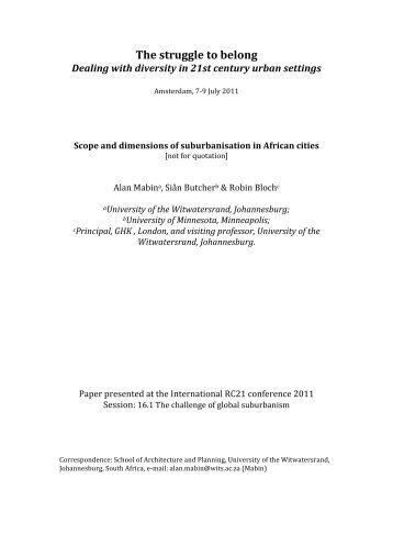 Scope and dimensions of suburbanisation in African cities