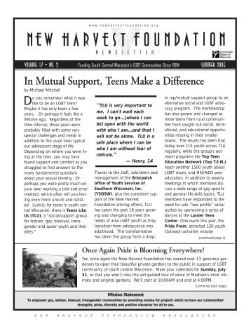 Summer 2005 , Volume 17, No. 2 - New Harvest Foundation