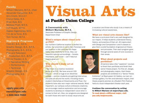 PUC Visual Arts Department Card - Pacific Union College