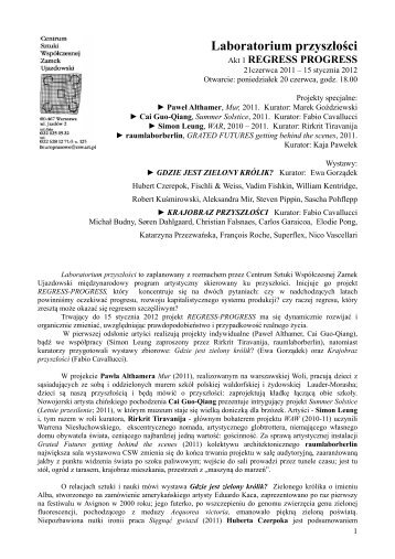 nota prasowa, PDF - Centrum Sztuki WspÃ³Åczesnej - Art.PL