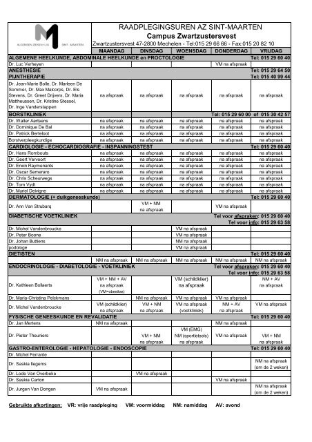 RAADPLEGINGSUREN AZ SINT-MAARTEN Campus ...