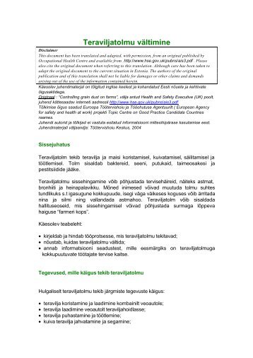 Teraviljatolmu vÃ¤ltimine - European Agency for Safety and Health at ...