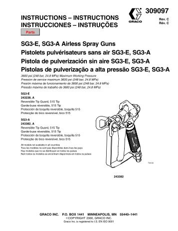 309097C SG3-E, SG3-A Airless Spray Guns