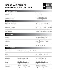 Staar Algebra 1 Formula Chart