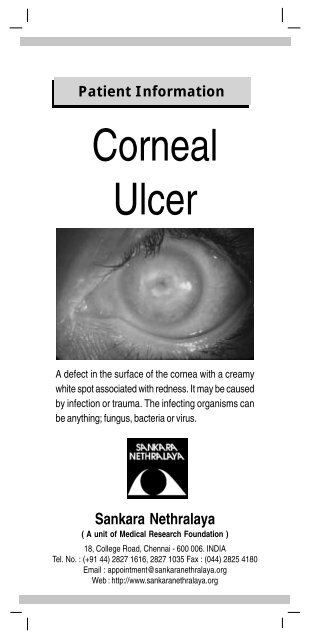 Corneal Ulcer - Sankara Nethralaya