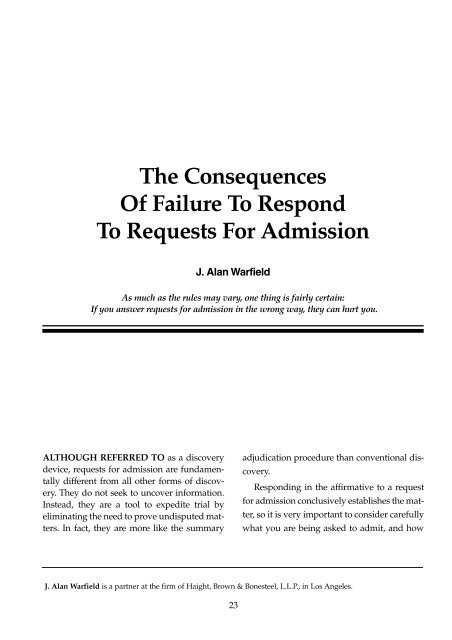 The Consequences Of Failure To Respond To Requests For ...