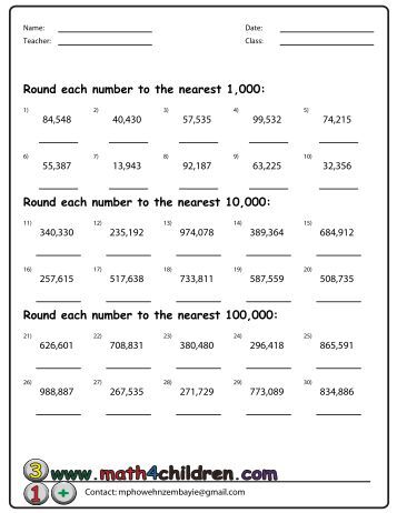 Printables Rounding To The Nearest Hundred Thousand Worksheets printables rounding to the nearest hundred thousand worksheets how round 10 000 maths blog