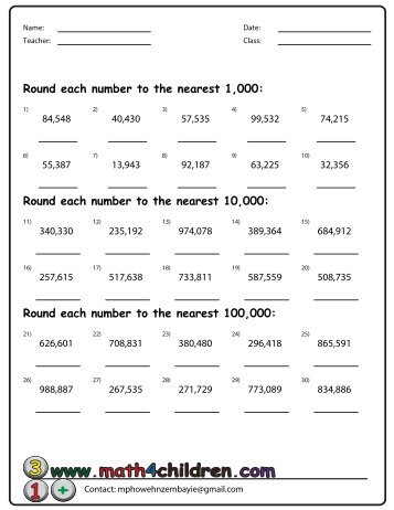 Rounding up to the nearest hundred, 100 and ... - Math for Children