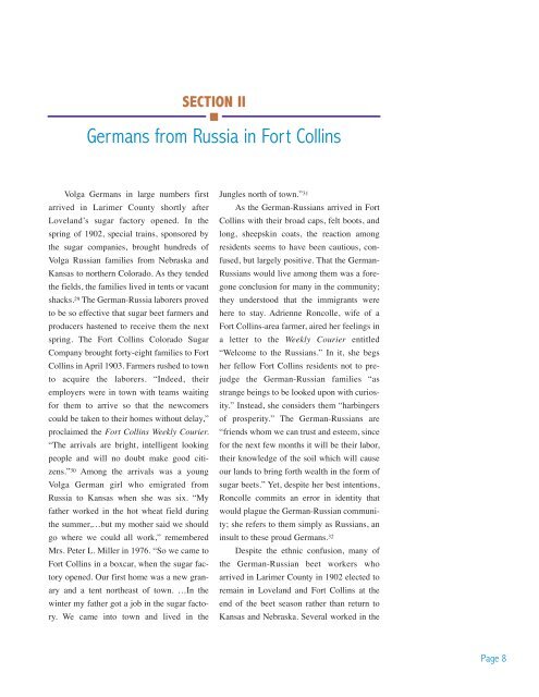 germans from russia in fort collins, 1900-2000 - Libraries