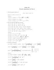 Math 175 Practice Questions for Test 3