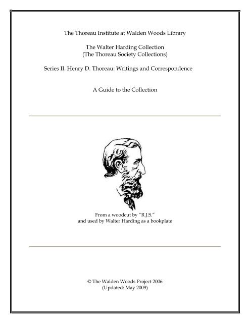 Series II: Henry D. Thoreau: Writings and Correspondence