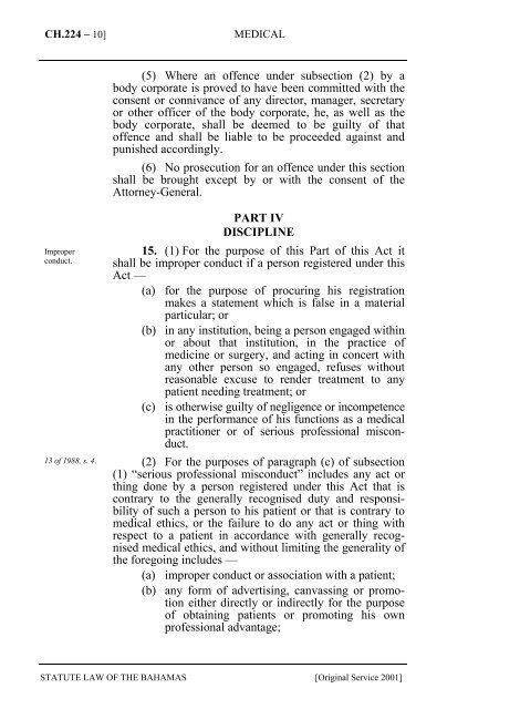 Medical Act - The Bahamas Laws On-Line