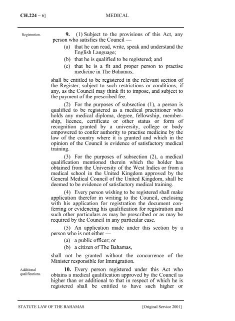 Medical Act - The Bahamas Laws On-Line