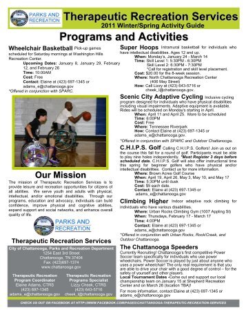 Programs and Activities Therapeutic Recreation Services
