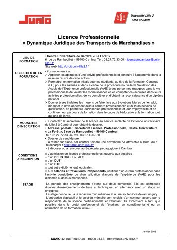 licence pro transport - UniversitÃ© Lille 2 Droit et SantÃ©