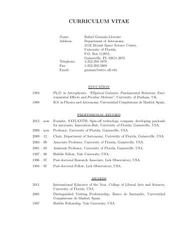 curriculum vitae - Department of Astronomy - University of Florida