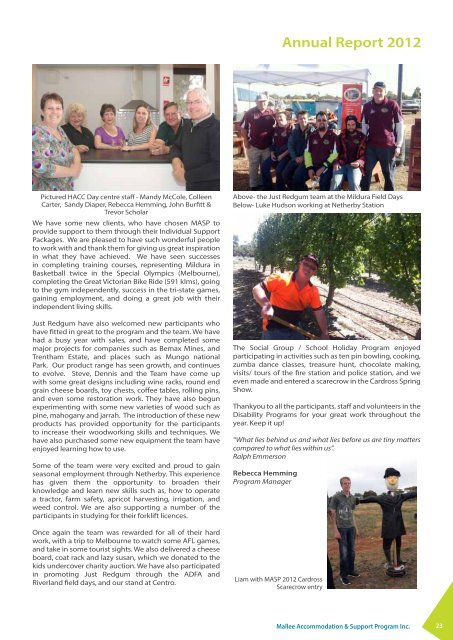 Annual Report 2012 - Mallee Accommodation and Support Program