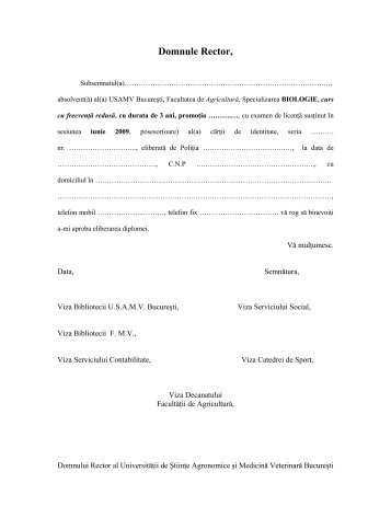 Cerere eliberare diploma BFR.pdf - Facultatea de AgriculturÃ„Âƒ